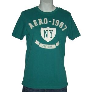 Aeropostale Tee Shirt Vintage y2k 2000s Noughties Mallgoth Turquoise Distressed